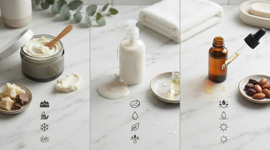 Body butter, lotion and body oil compared side by side
