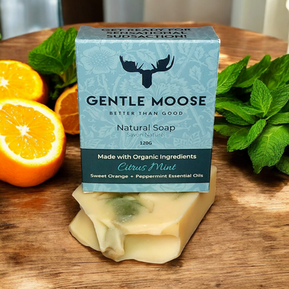 Gentle Moose best Natural Soap with organic ingredients and citrus and mint essential oils made in Canada for men