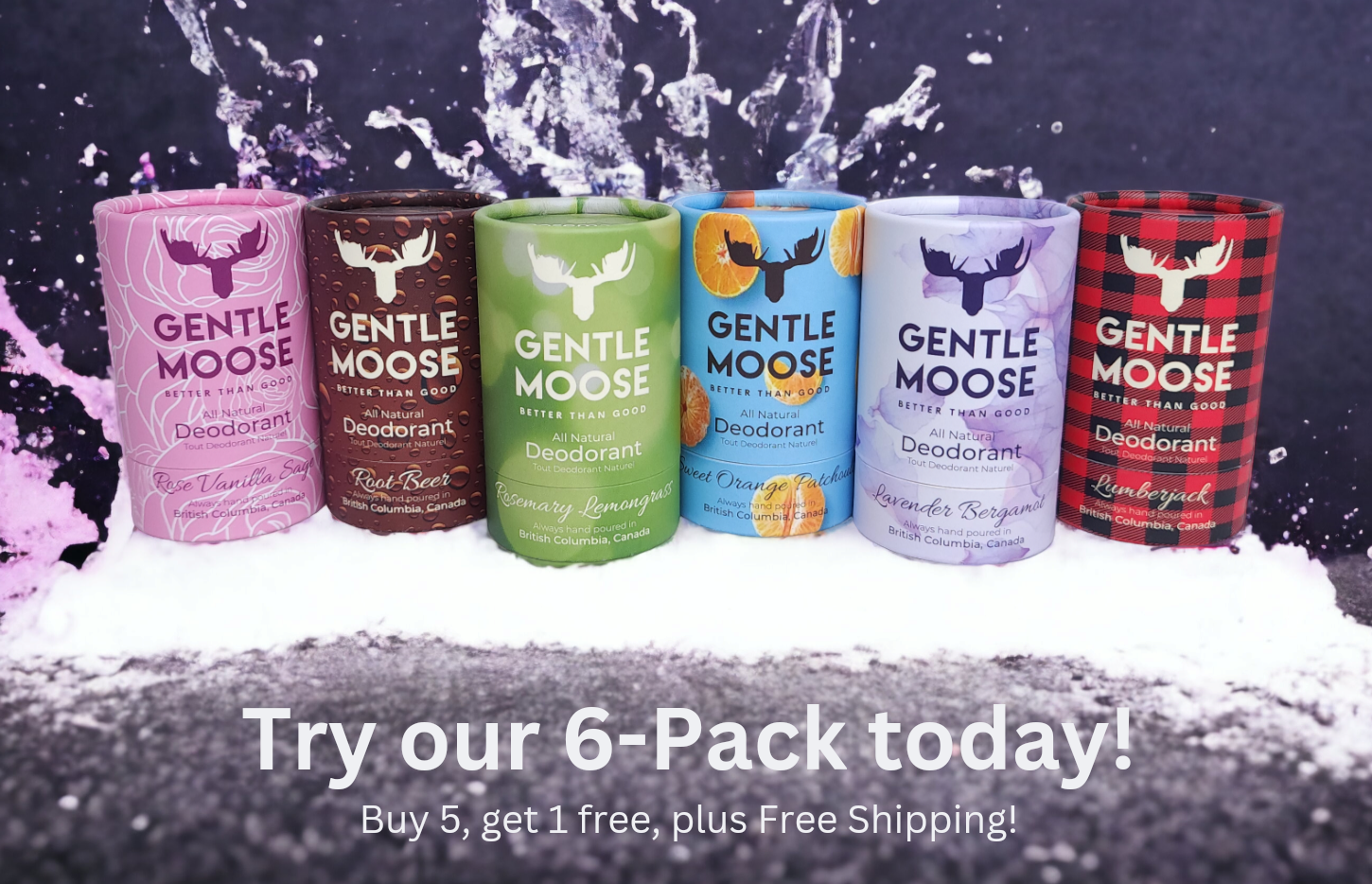 Gentle Moose Natural Skincare Aluminum & Baking Soda Free Deodorant 6 Pack made in Canada