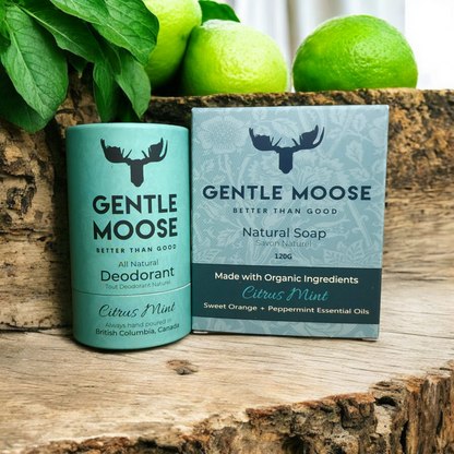 Gentle Moose best Natural Soap with organic ingredients and citrus and peppermint essential oils made in Canada for women