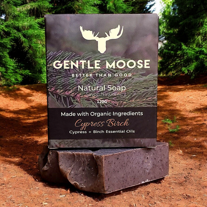 Gentle Moose Natural Cypress Birch Soap with organic ingredients made in Canada